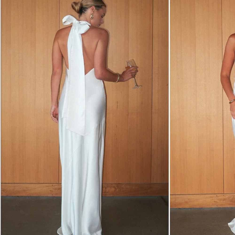 Show Me Your Mumu White Halter Backless Maxi Dress
